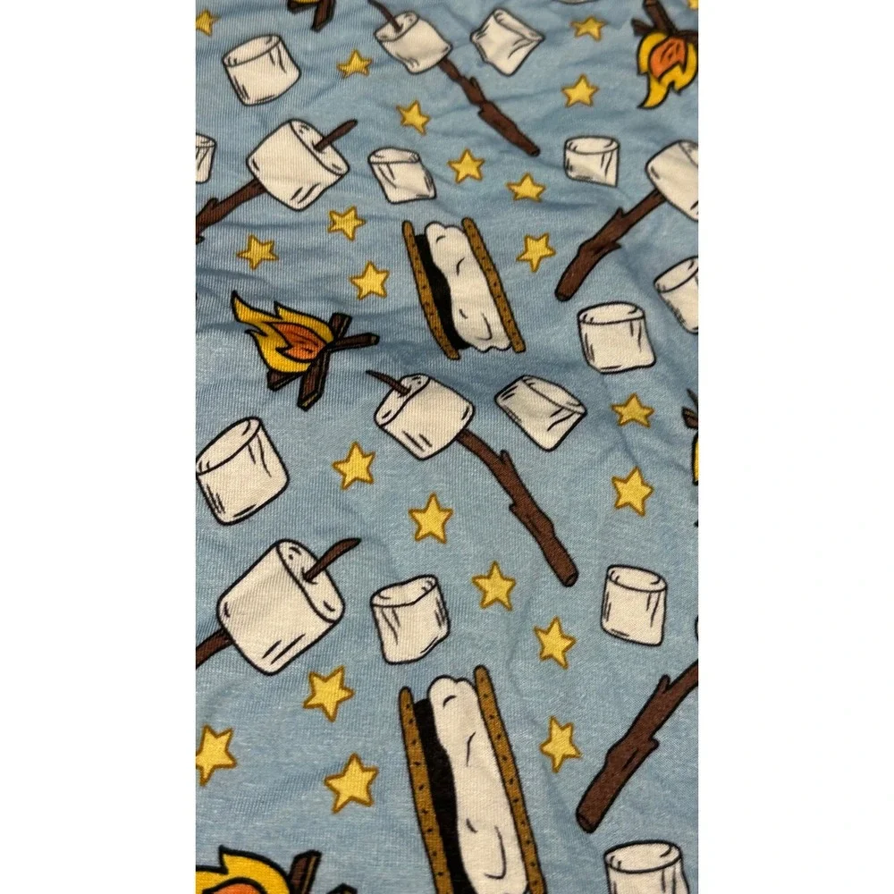 Little Snuggles Kids Smores Bamboo Viscose Pajama Set Blue 6T Campfire Print